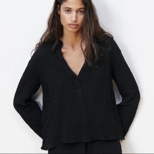 Zara textured long sleeve gauze top